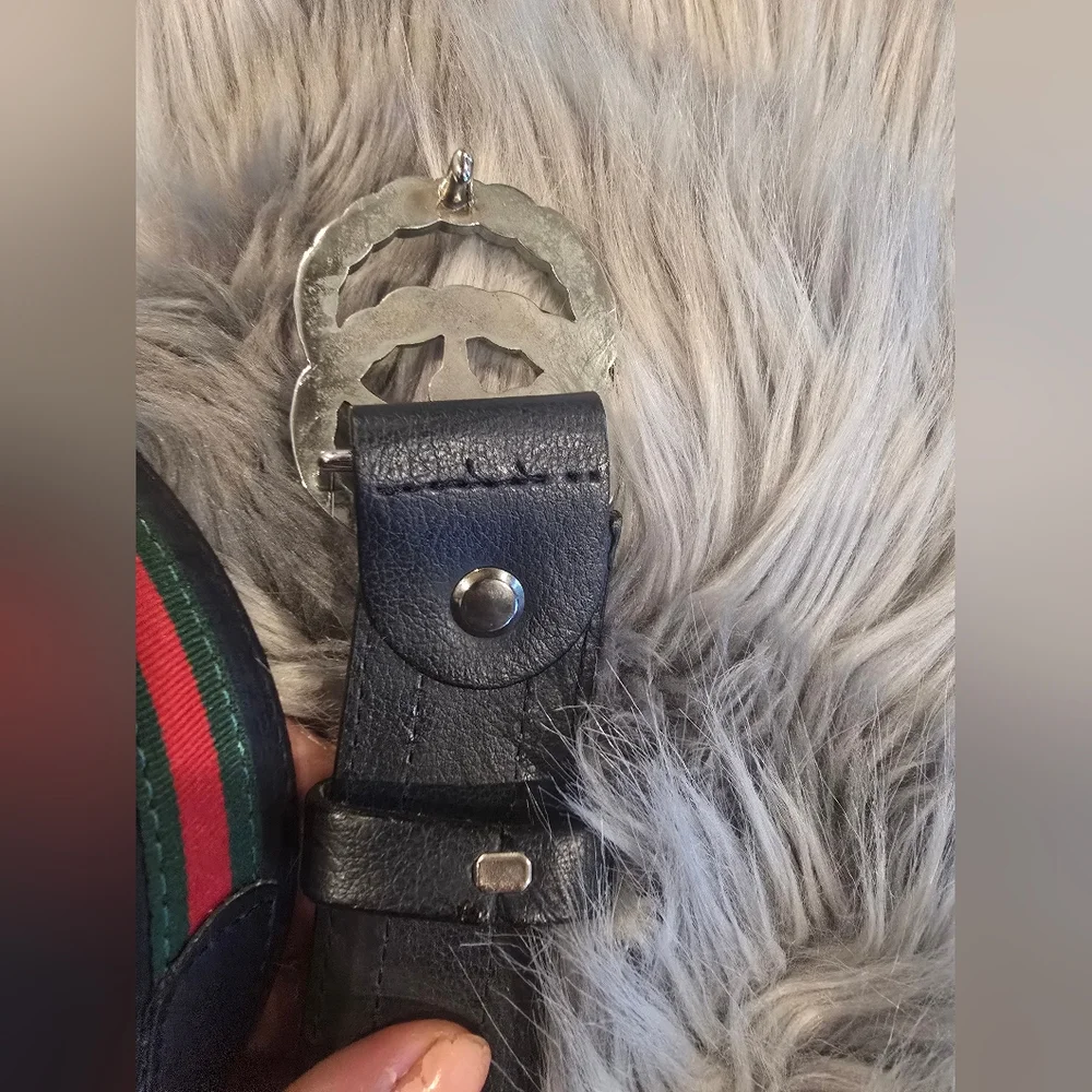 Gucci Leather Belt with Pearl Double-G Buckle